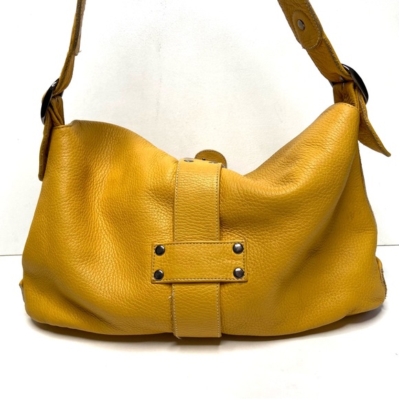 CARLA MANCINI Yellow Leather Shoulder Satchel Bag - Picture 14 of 16
